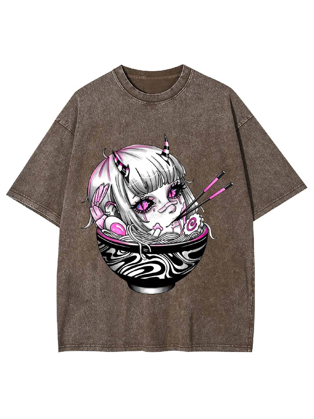 Demon in the Ramen Bowl Washed Tshirt