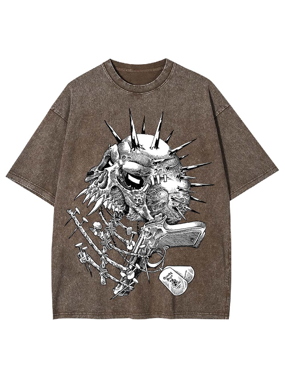 Gun And Skull Washed Tshirt