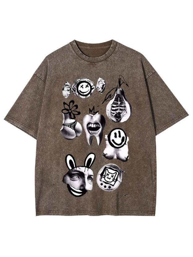 Abstract Chaos Collage Washed Tshirt