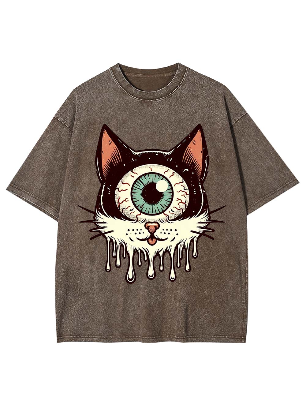 Melting Eyeball Cat Washed Tshirt