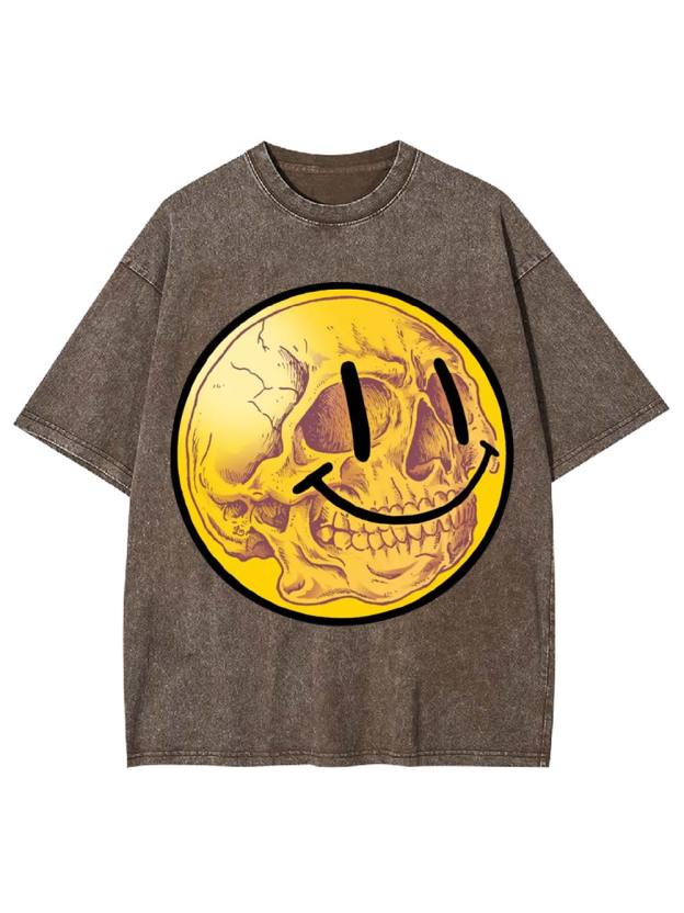 Smiling Skull Face Washed Tshirt