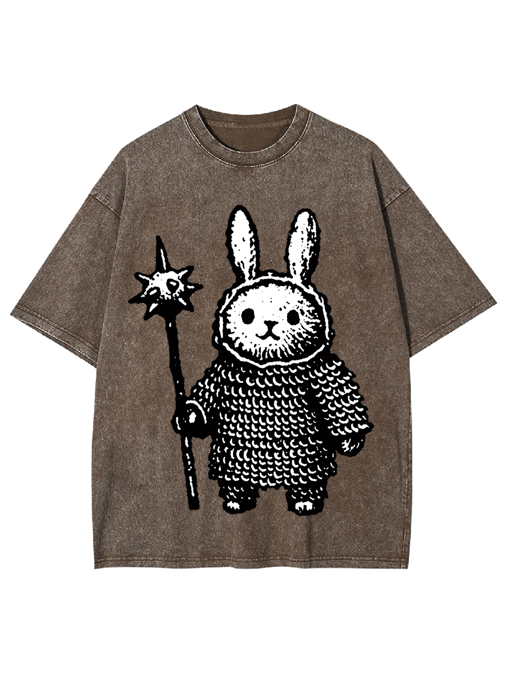 Knight Bunny Defender Washed Tshirt-ClassyOutlaw Sale