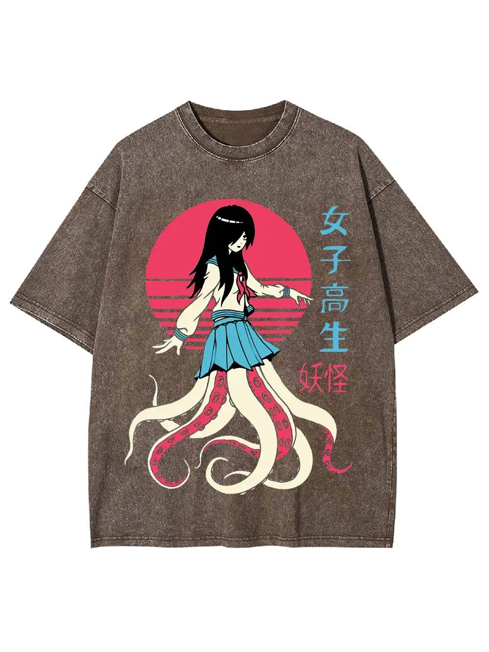 High School Monster Girl Washed Tshirt
