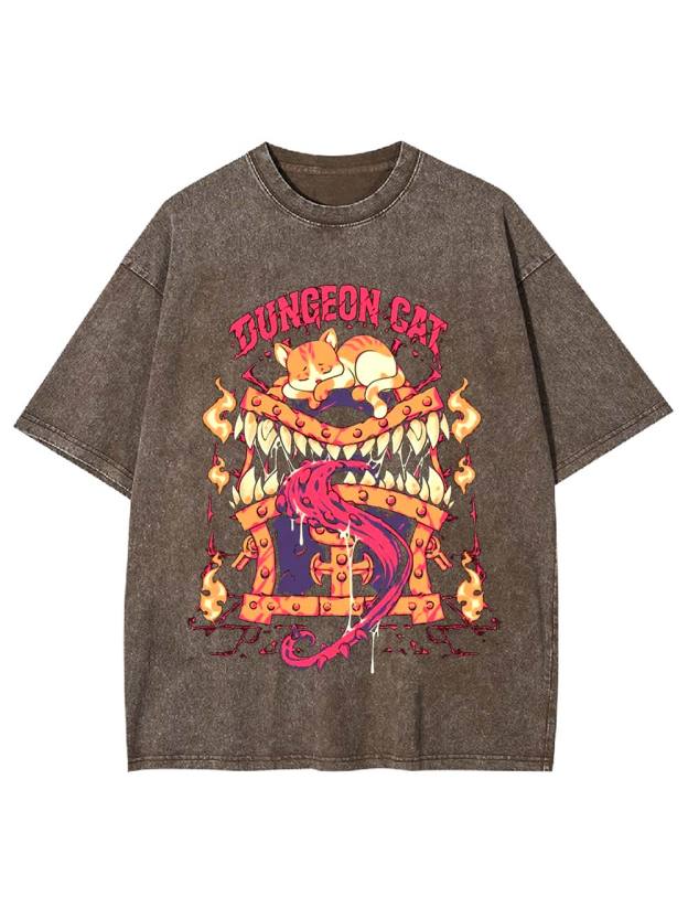Dungeon Cat Guardian Washed Tshirt
