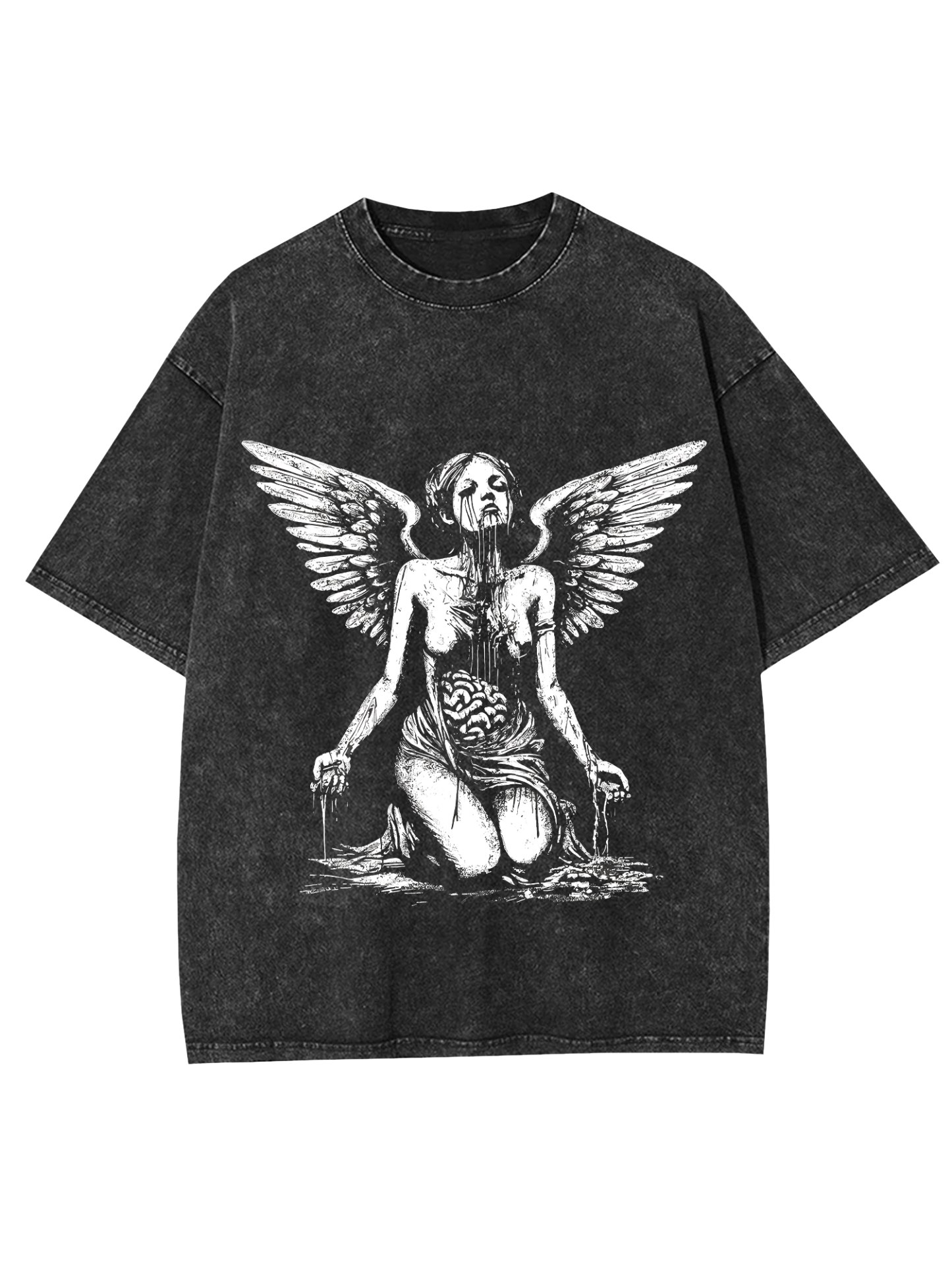 Macabre Angel Washed Tshirt-ClassyOutlaw Sale