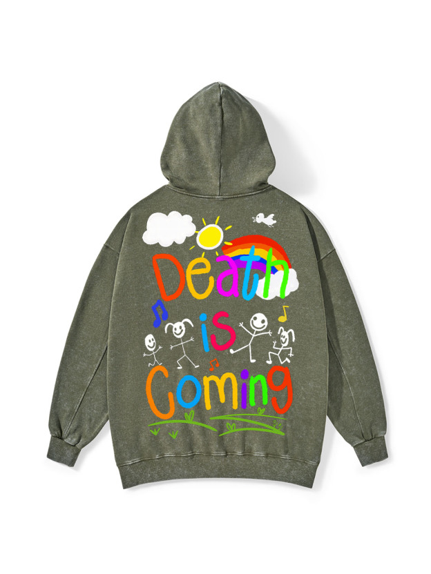 Death Is Coming Washed Hoodie