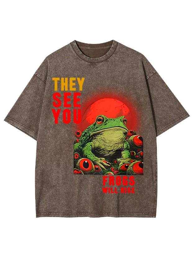 They See You: Frogs Will Rise Washed Tshirt