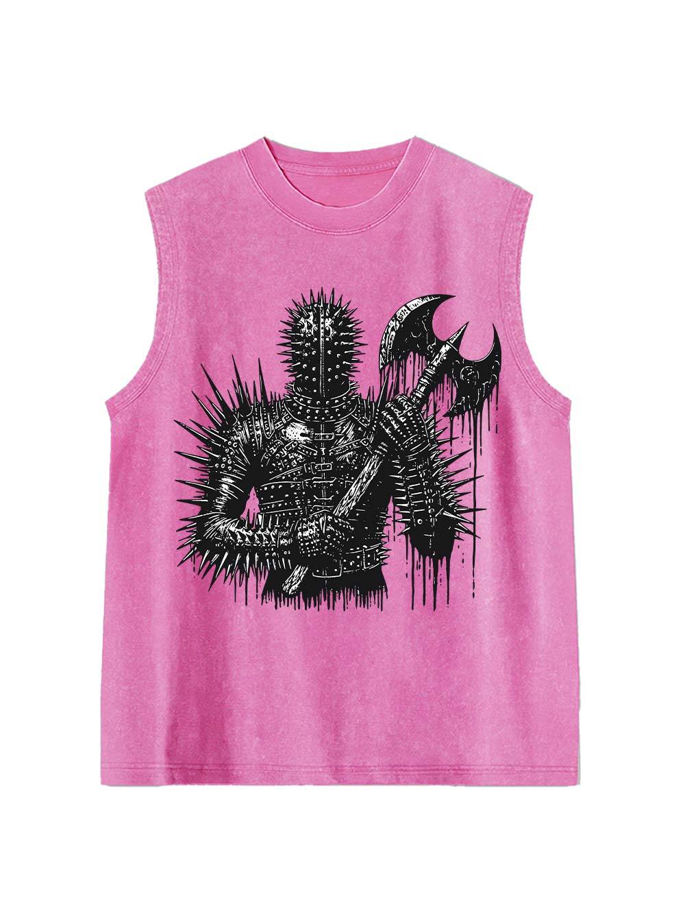 Spiked Warrior with Battle Axe Washed Tank Top
