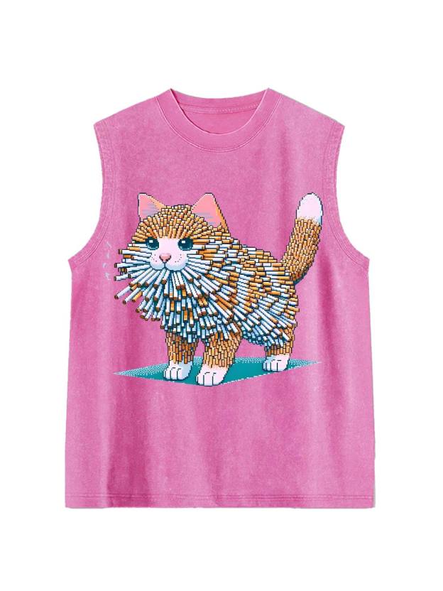 Cigarette Cat  Washed Tank Top