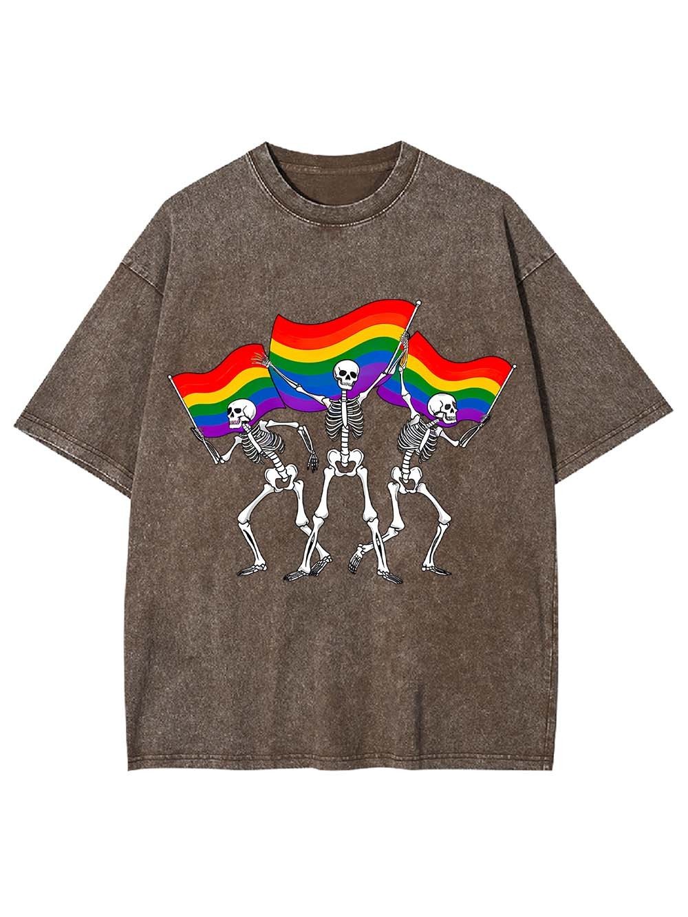Pride Parade Skeletons Washed Tshirt