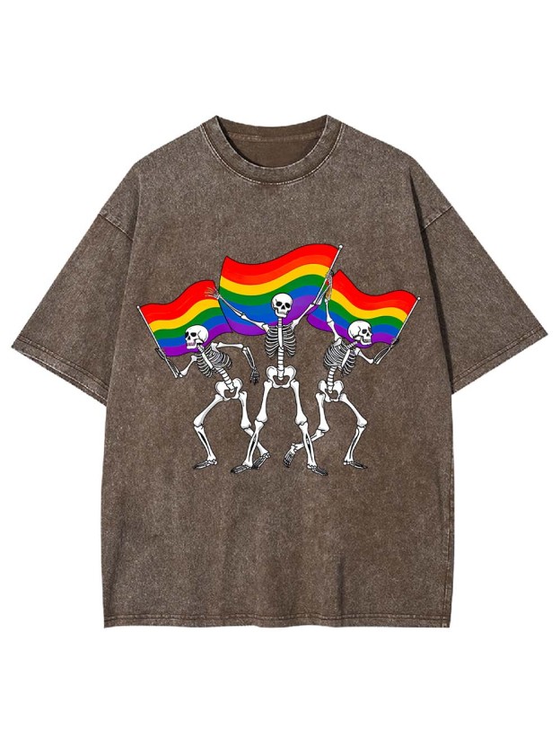 Pride Parade Skeletons Washed Tshirt