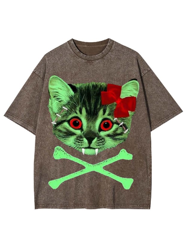 Zombie Kitty Washed Tshirt