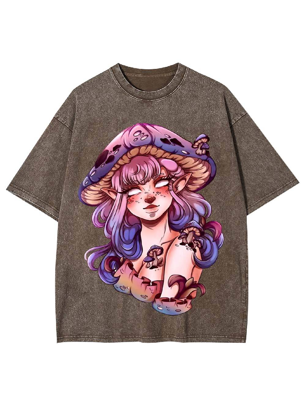 Mushroom Fairy Enchantress Washed Tshirt
