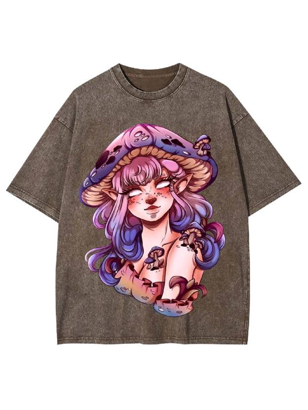 Mushroom Fairy Enchantress Washed Tshirt