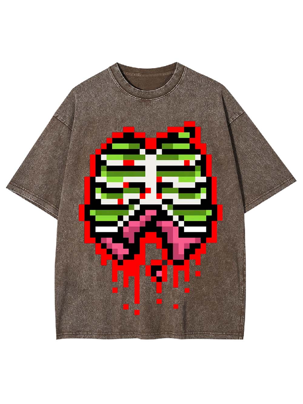 Pixel Ribs Washed Tshirt