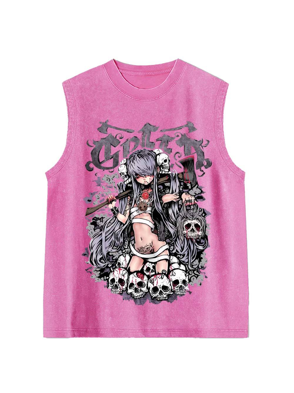 Queen of Skulls Washed Tank Top