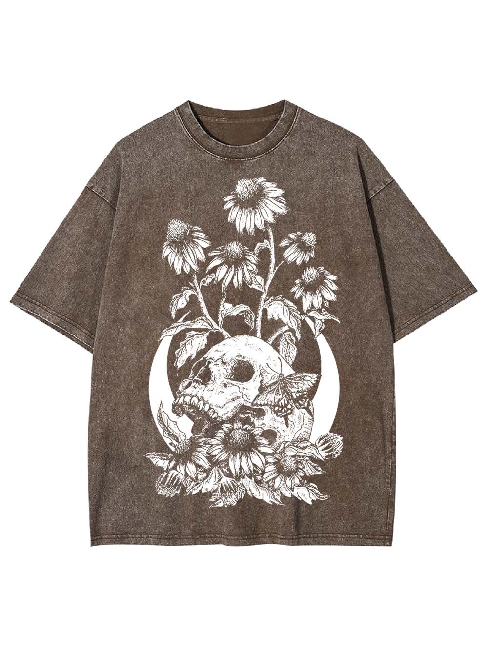 Floral Skull Washed Tshirt