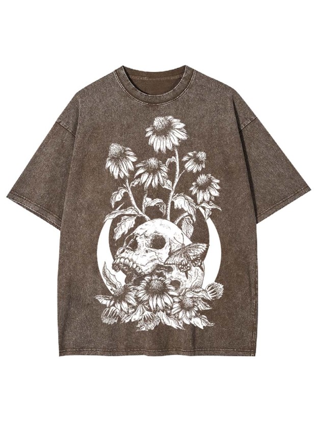 Floral Skull Washed Tshirt