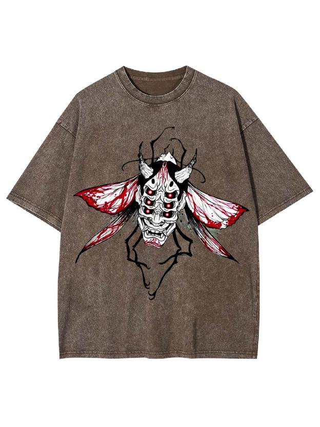 Demonic Moth Mask Washed Tshirt