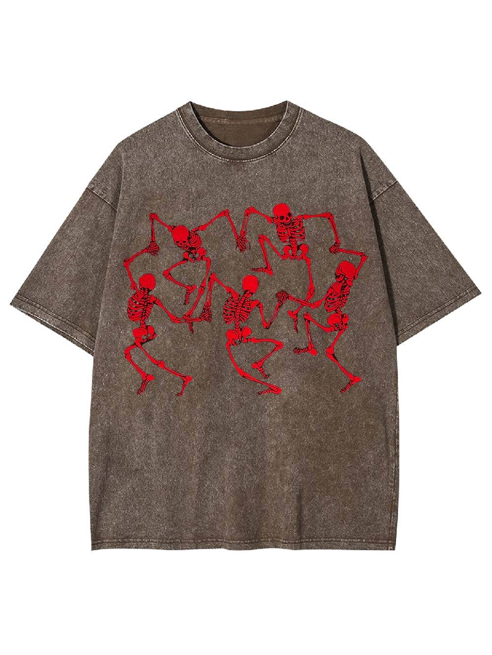 Dancing Skeletons Washed Tshirt-ClassyOutlaw Sale