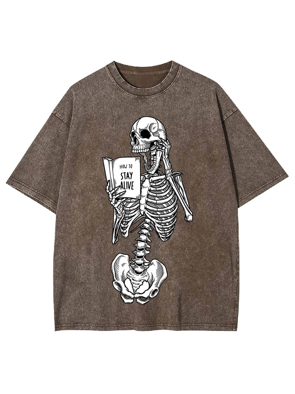 How to Stay Alive Washed Tshirt-ClassyOutlaw Sale