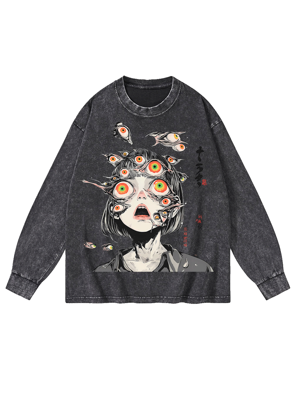 Multitude Of Gazes Washed Long-Sleeve Tshirt-ClassyOutlaw Sale