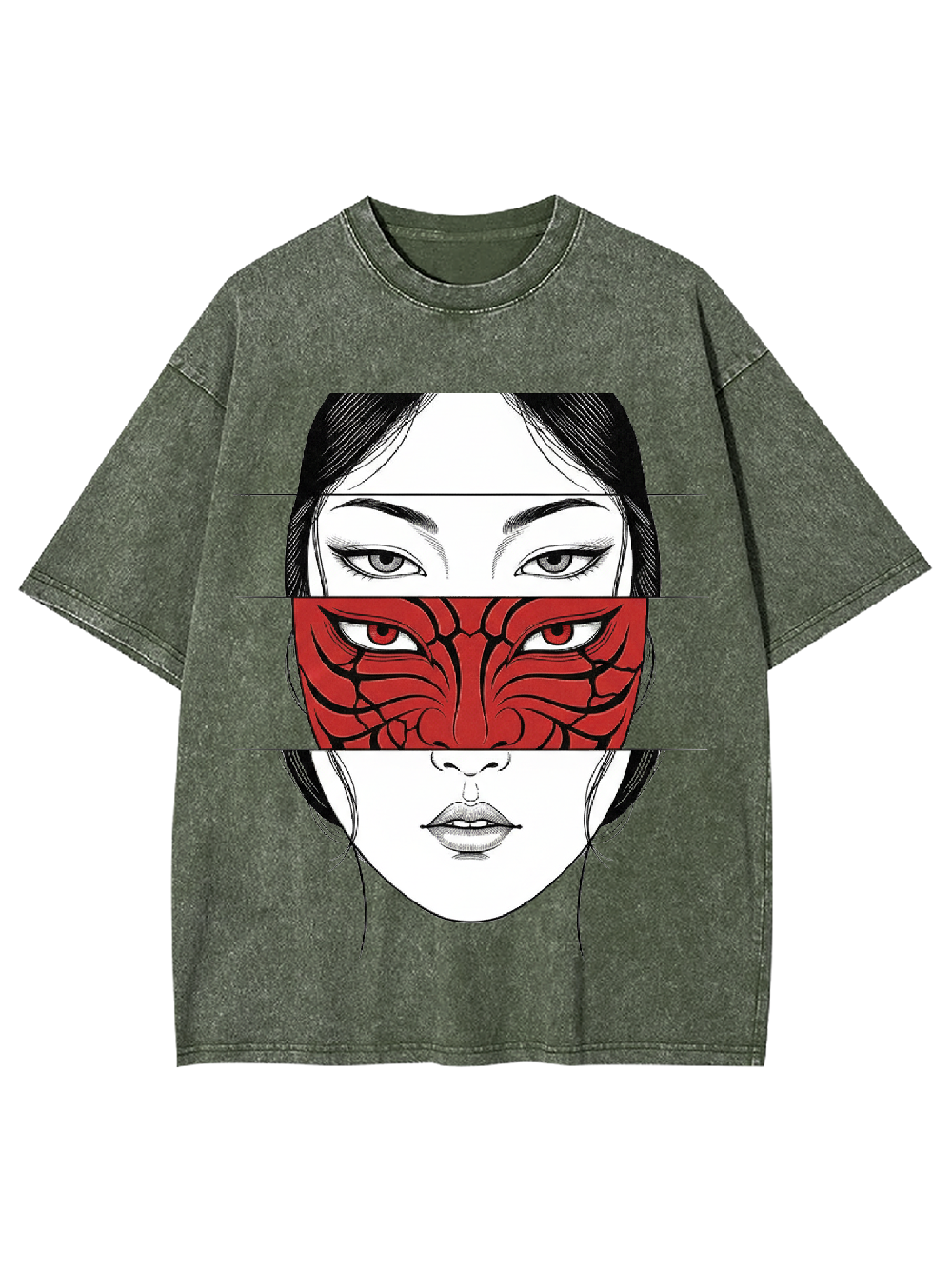 Crimson Mask Illusion Washed Tshirt