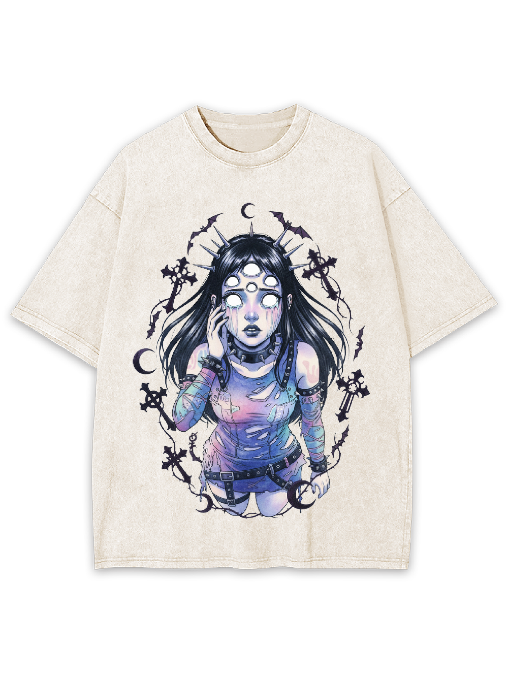 Multi-Eyed Punk Girl Washed Tshirt