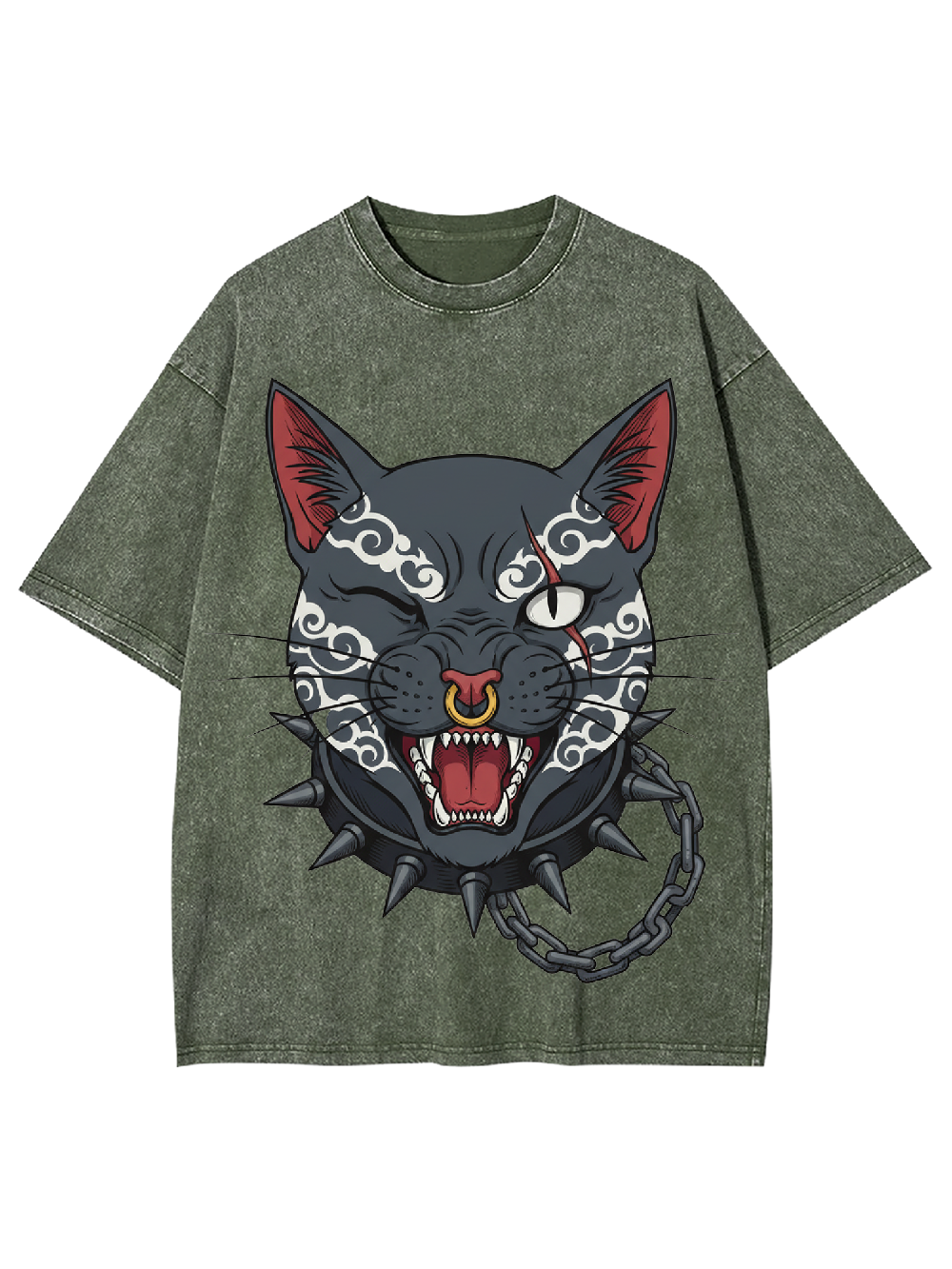 Dark Gothic Cat Washed Tshirt
