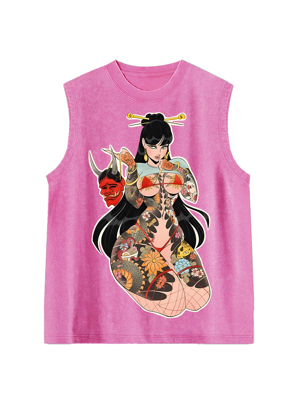 Tattooed Mystique Washed Tank Top-ClassyOutlaw Sale