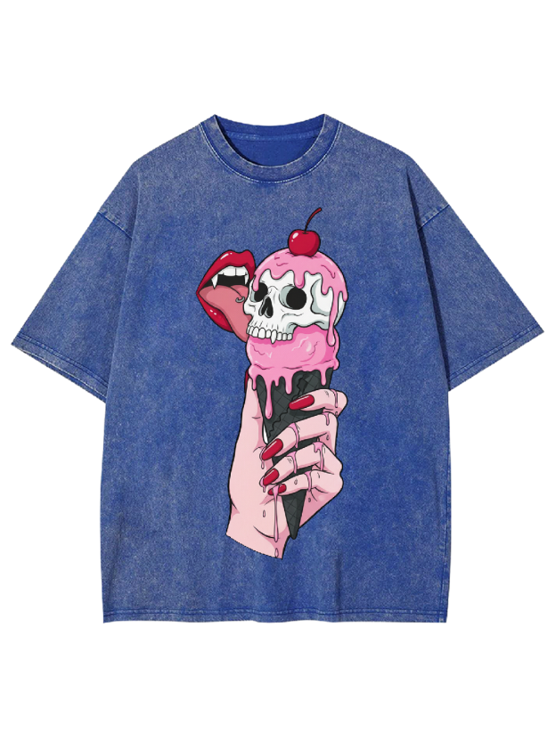 Skull Ice Cream Washed Tshirt