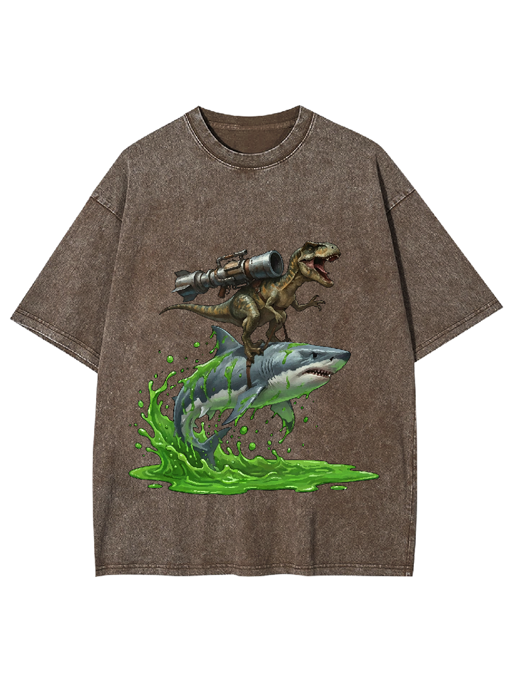 Shark-Riding T-Rex Washed Tshirt