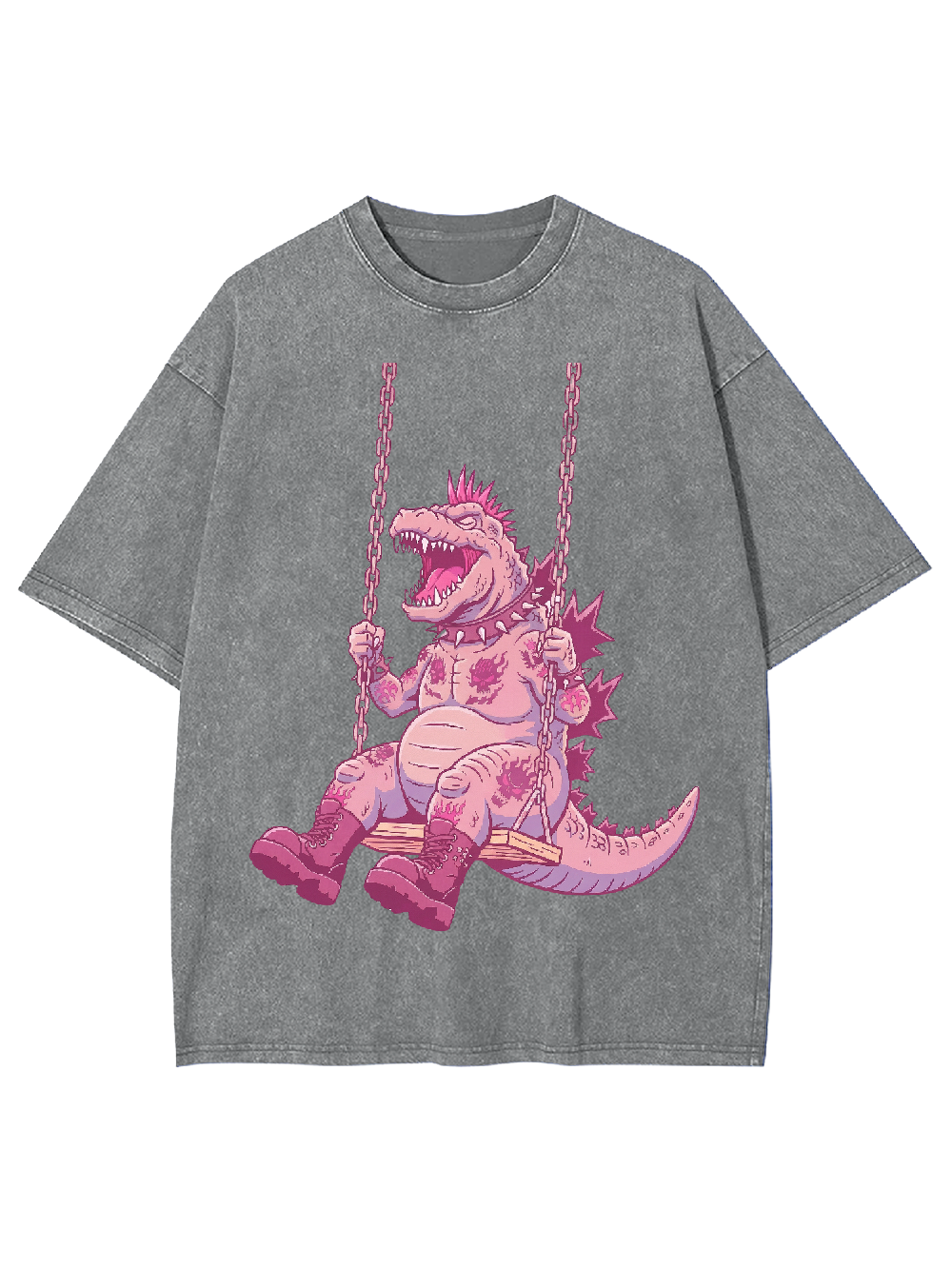 Swinging Pink Dino Washed Tshirt
