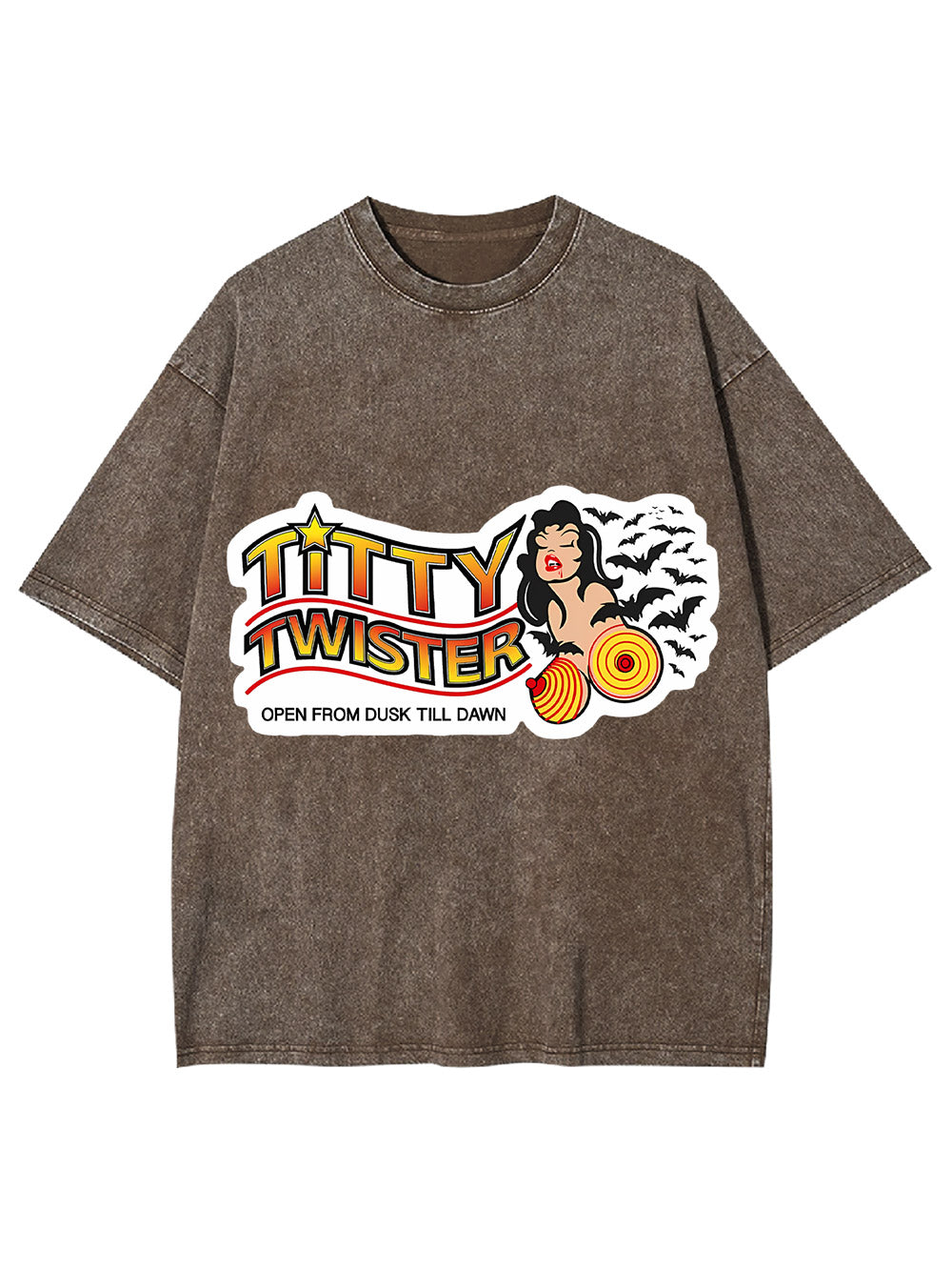 Titty Twister Open From Dusk Till Dawn Washed Tshirt-ClassyOutlaw Sale