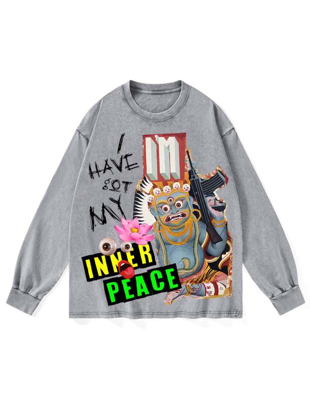 I Have Got My Inner Peace Washed Long-Sleeve Tshirt-ClassyOutlaw