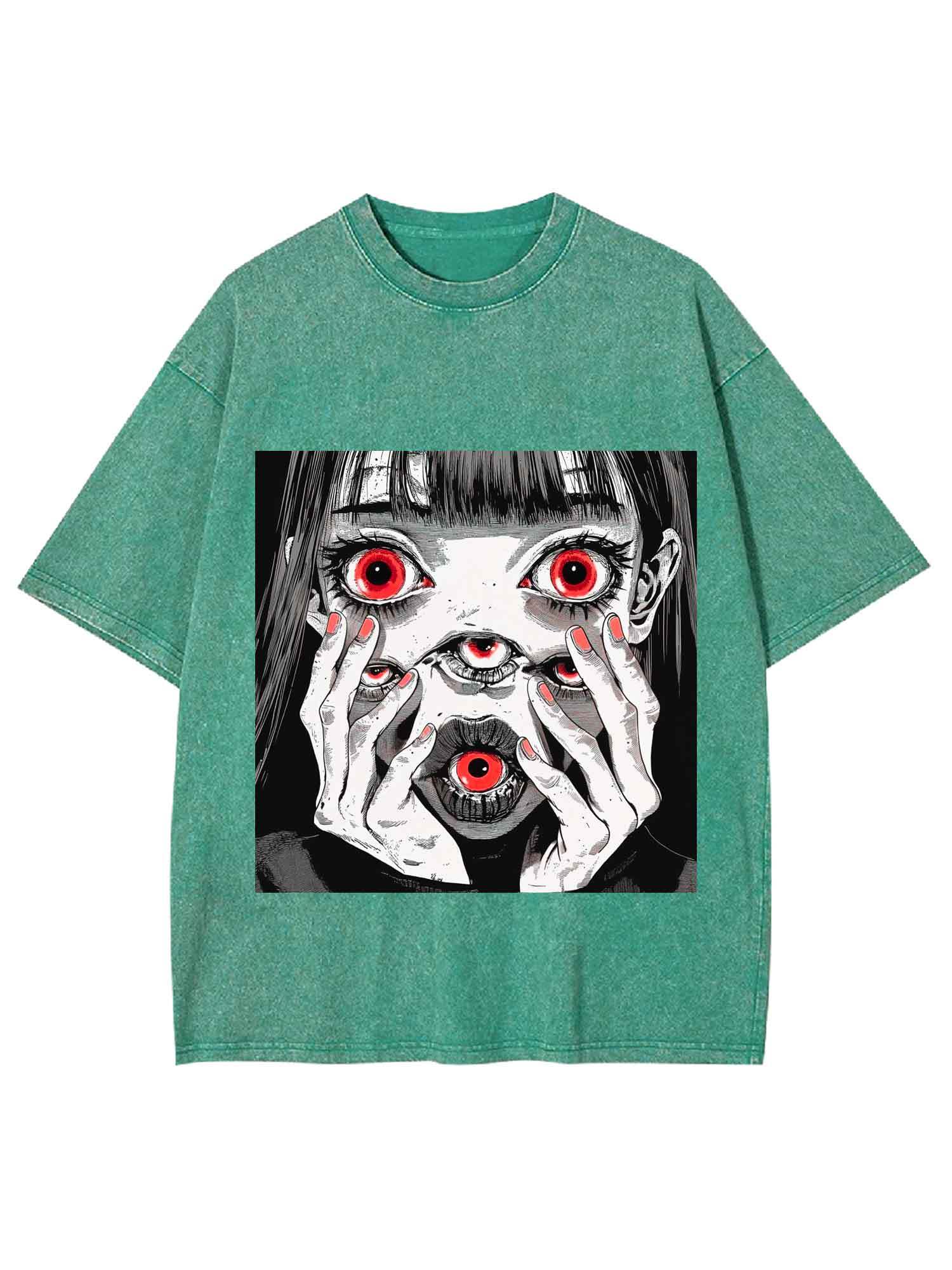 Girl Of Eyeballs Washed Tshirt-ClassyOutlaw Sale