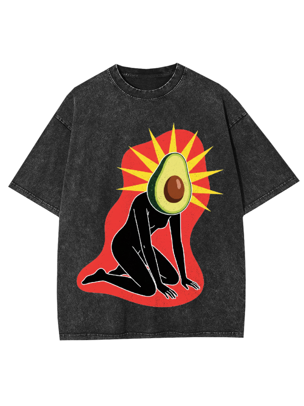 Avocado-Head Figure Washed Tshirt