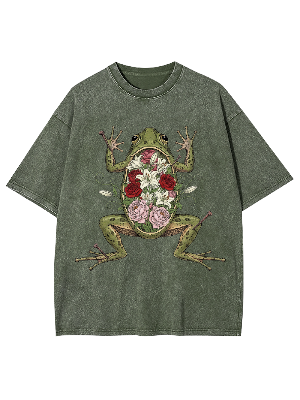 Floral Organs Frog Washed Tshirt