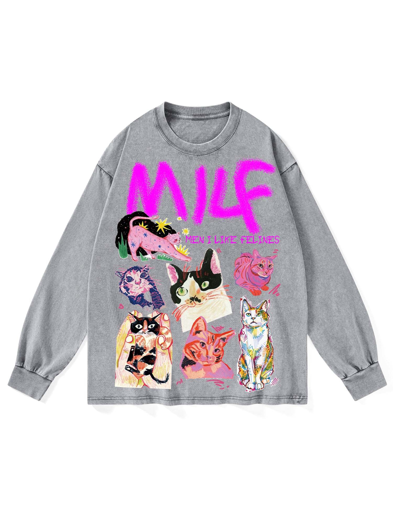 Milf Washed Long-Sleeve Tshirt-ClassyOutlaw