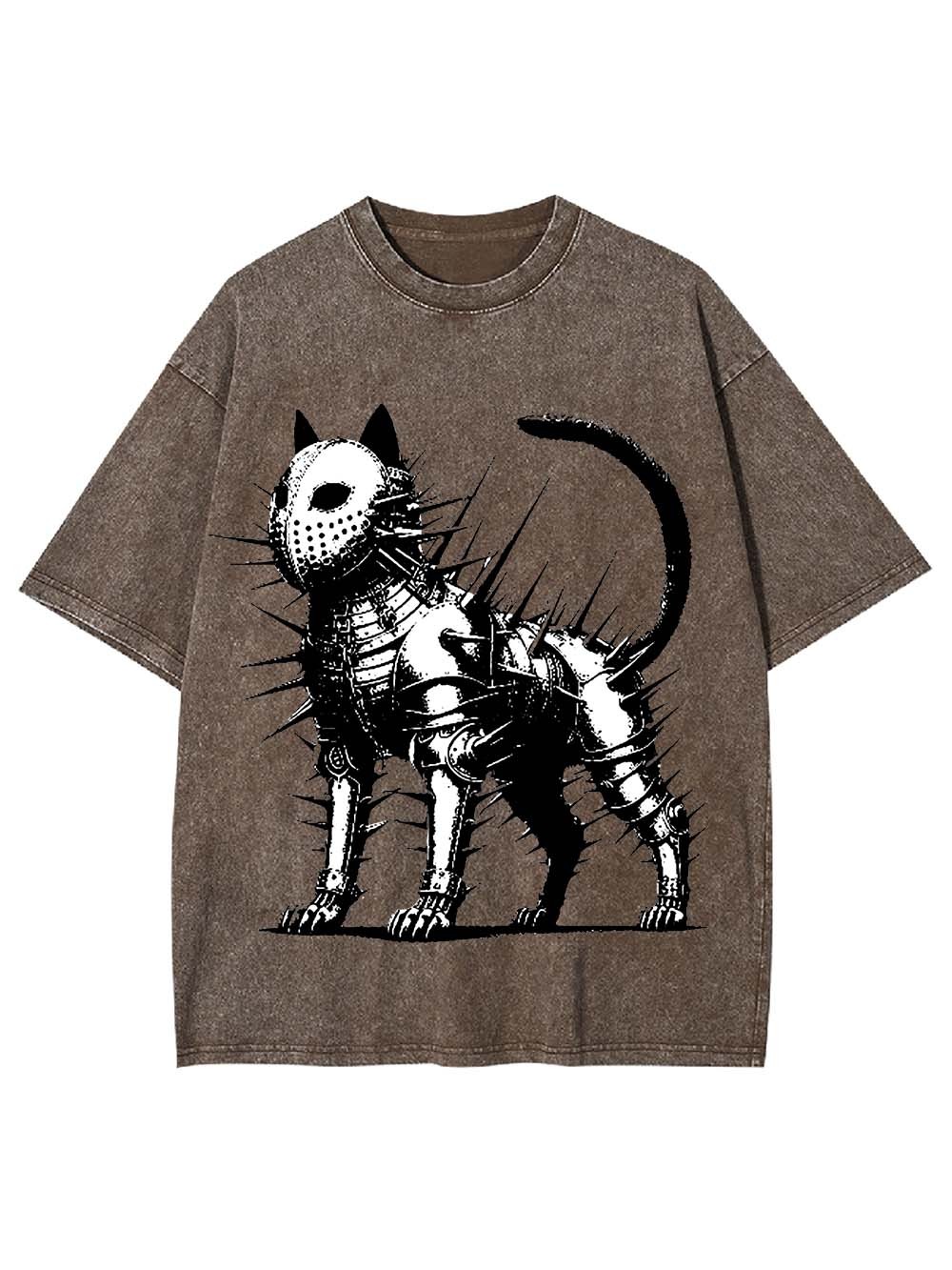 Armored Spiked Cat Washed Tshirt