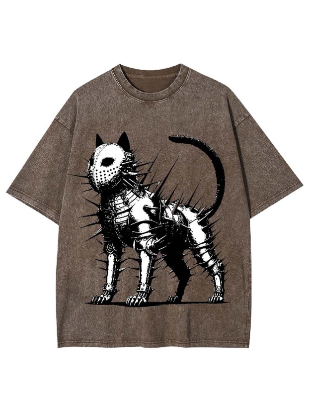 Armored Spiked Cat Washed Tshirt