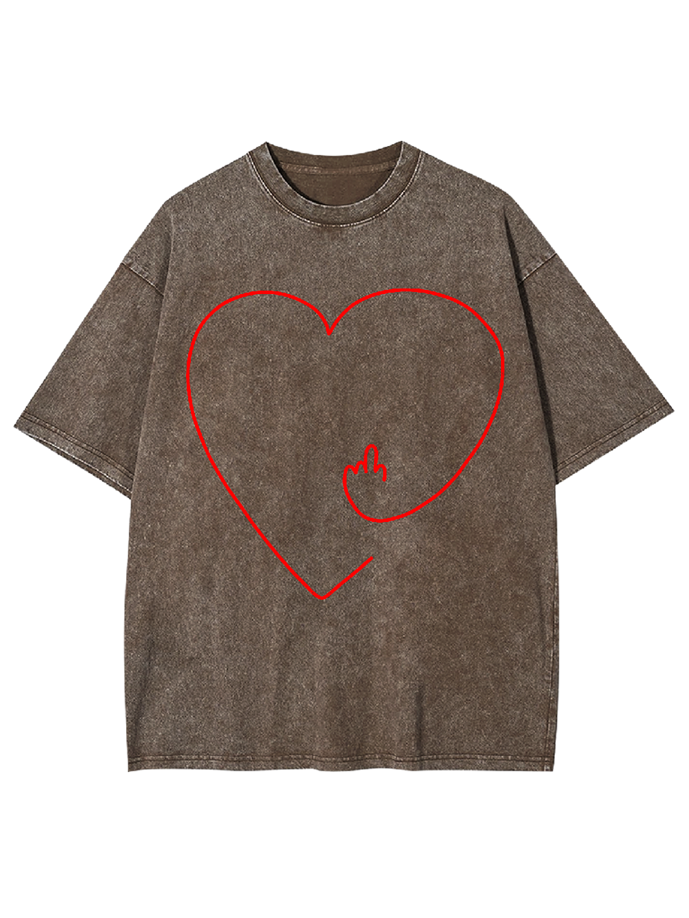 Middle Finger Heart Washed Tshirt