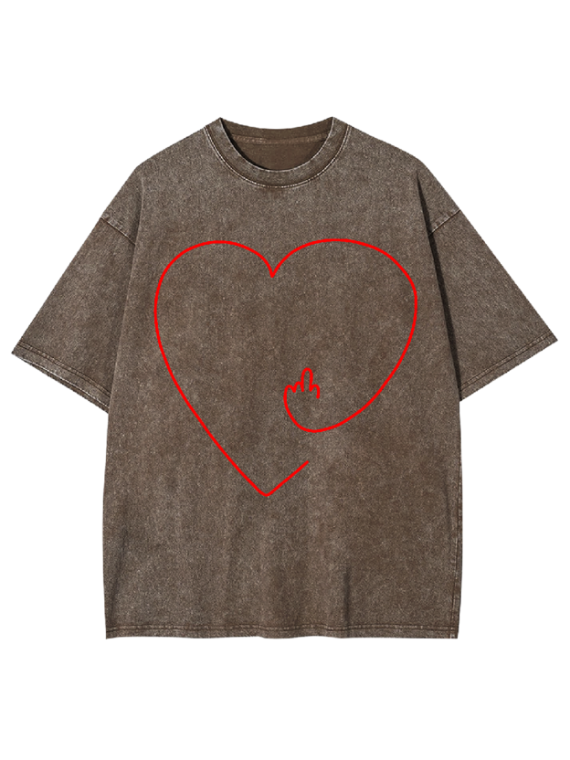 Middle Finger Heart Washed Tshirt