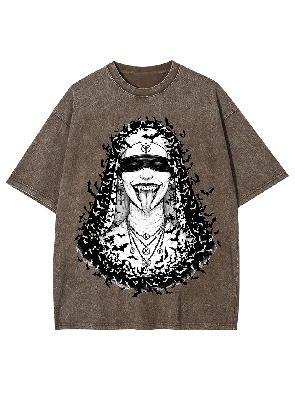 Bat Goth Nun Washed Tshirt