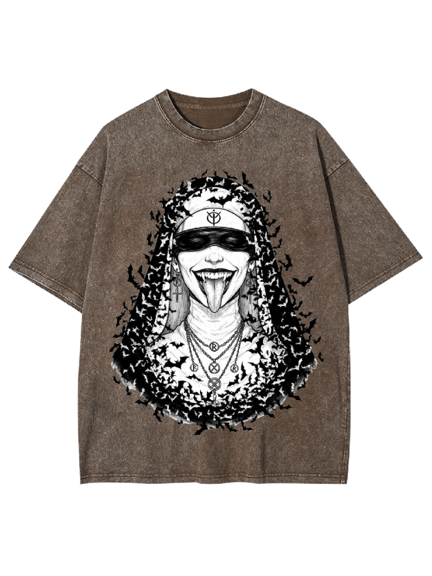 Bat Goth Nun Washed Tshirt