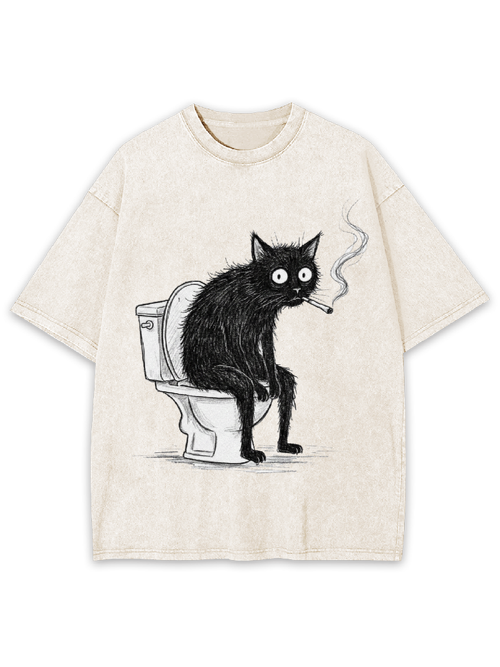 Cat smoking on the toilet Washed Tshirt