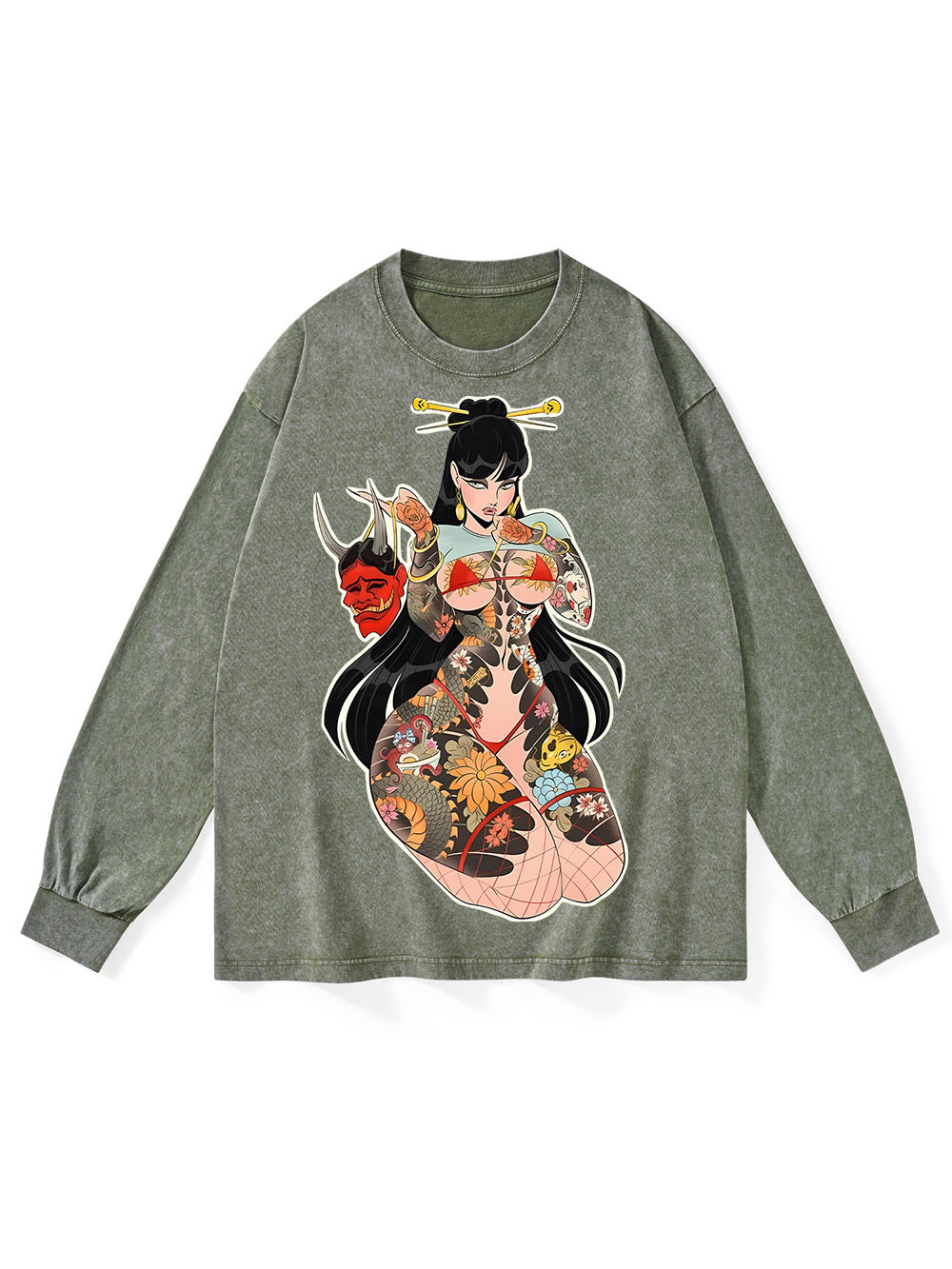 TATTOOED MYSTIQUE WASHED LONG-SLEEVE TSHIRT