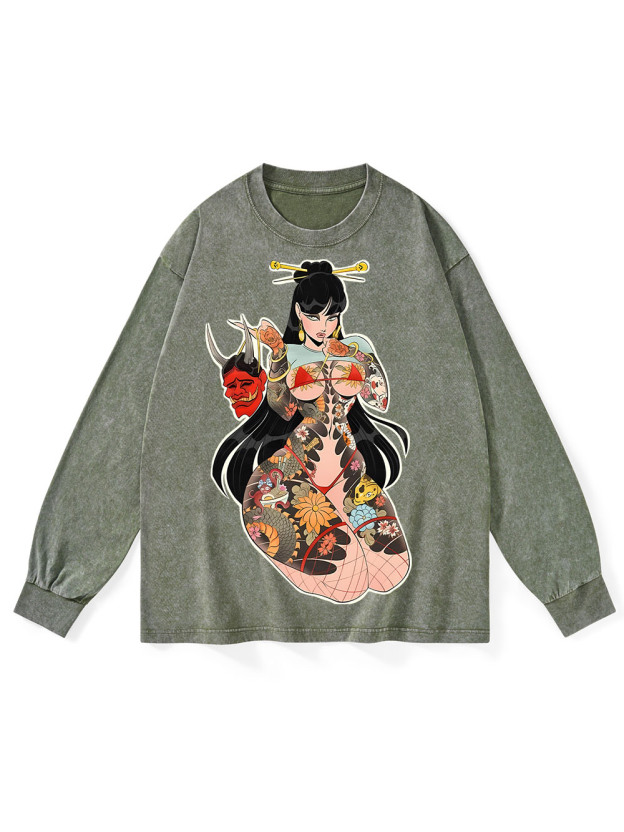 TATTOOED MYSTIQUE WASHED LONG-SLEEVE TSHIRT