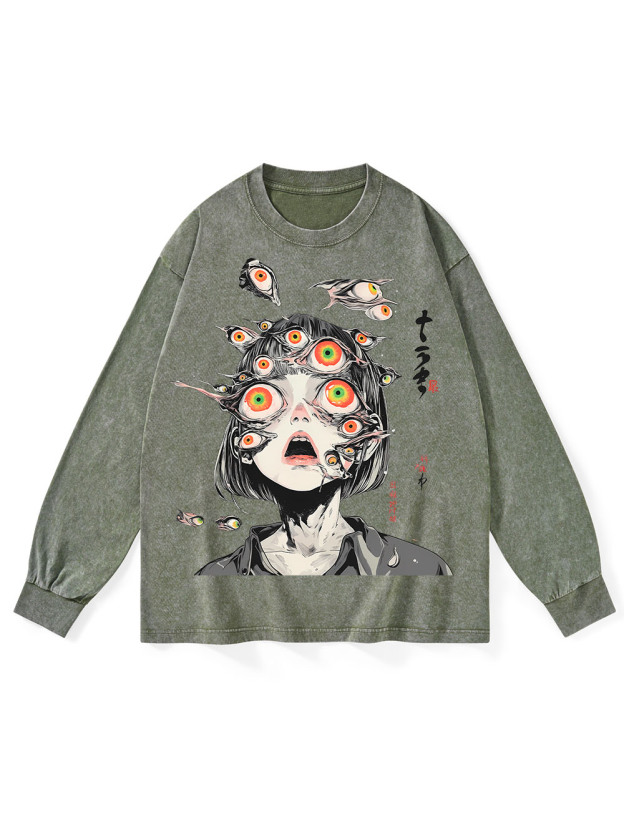 MULTITUDE OF GAZES WASHED LONG-SLEEVE TSHIRT