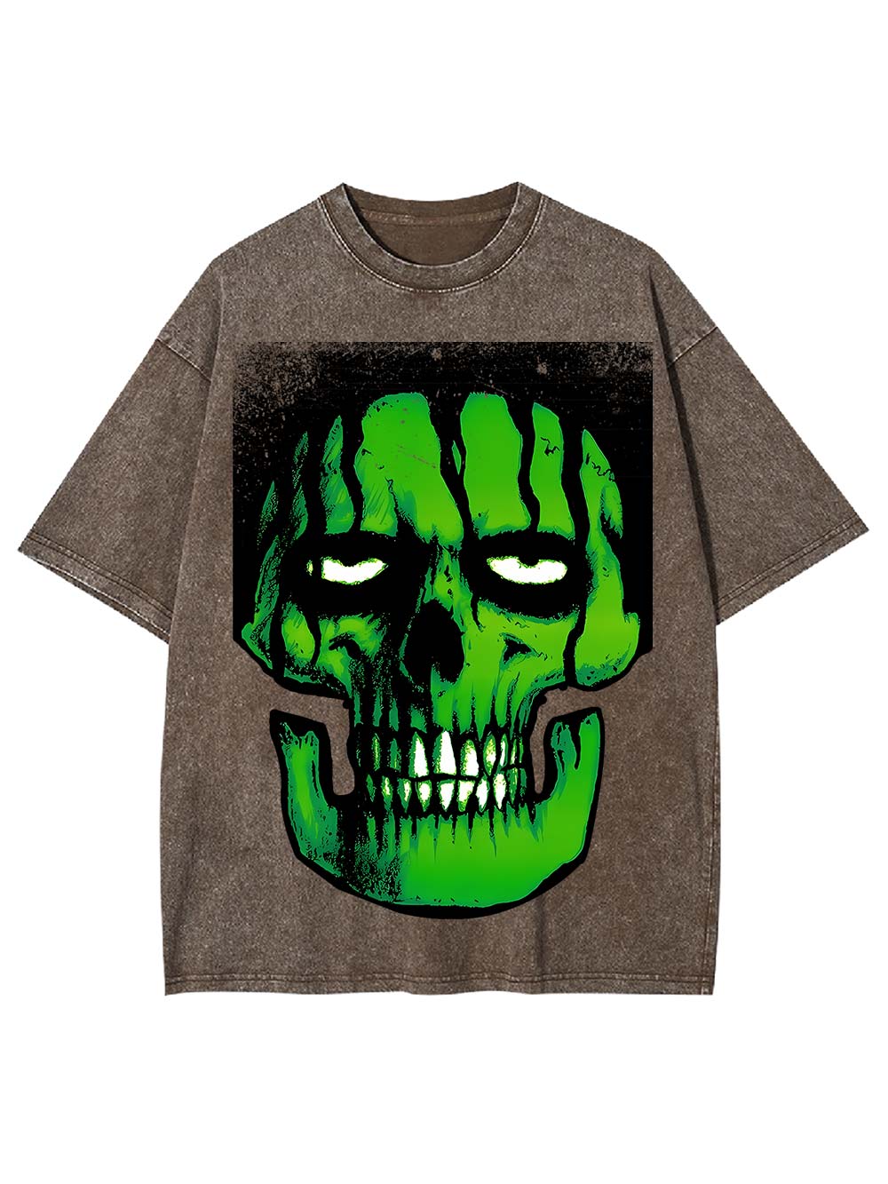 Glowing Green Skull Washed Tshirt